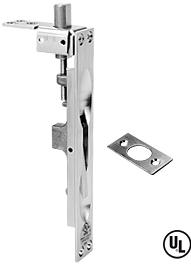 Manual Flush Bolt Wood Door, Face 6-3/4in L x 1in W Square Corners, 626/US26D Satin Chrome