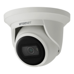 Wisenet A Series Network IR Turret Flateye PoE Camera, 2MP at 30 FPS, 3mm Fixed Focal Lens, Triple Codec (H.265/H.264/MJPEG), Wise Stream II, 120dB, IR Viewable Length 20m 65.62ft), Day and Night (ICR), FOV H: 107.7°, IVA, Tampering, Motion Detect