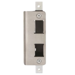Radius Strike, Flush Mount with Dust Box for 4300, 4500, 4900, 8300 and 8400, 4-5/8in H, Double Cut Outs with Black Plug for Unused Hole, 630/US32D Satin Stainless Steel