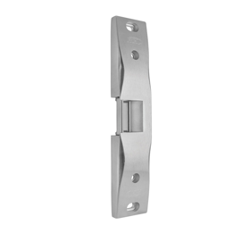 Fire Rated Electric Strike 3/4in for Rim Exit Device, for Pullman Latches, Surface Mounted, 12/24VAC/VDC, Fail-Secure, 630/US32D Brushed Stainless Steel
