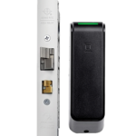 Wireless Aperio V3 Electrified Deadlatch 1-1/8 with IPS multiCLASS SE and HID Reader, 628/US28 Aluminum Clear Anodized