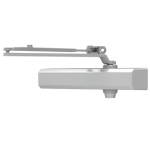 Medium Duty Door Closer, Cast Aluminum, Surface Mount, Delay Action Cylinder, Tri-Pack Arm for Regular Pull Side, Top Jamb, or Parallel Arm Mount, Slim Line Plastic Cover, ADA Adjustable Size 1-6, Grade 1, Universal Screw Pack, 689/AL Aluminum Powder Coat