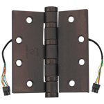 Electrified Quick Connect (QC) 8 Wire, 5-Knuckle Hinge, Heavy Weight, Full Mortise, Ball Bearing, 4.5in x 4.5in (4545), Non-Ferrous Base, 613/US10B Oiled Antique Bronze