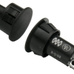 3/4in Diameter Recessed (Flush Mount) Magnetic Contact Switch Set, 1/2in Plus Gap, Closed Loop (N/O), Screw Terminals, Used for Steel Doors, Black