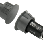 3/4in Diameter Recessed (Flush Mount) Magnetic Contact Switch Set, 1/2in Plus Gap, Closed Loop (N/O), Screw Terminals, Used for Steel Doors, Gray