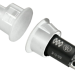 3/4in Diameter Recessed (Flush Mount) Magnetic Contact Switch Set, 1/2in Plus Gap, Magnetic Contact, Closed Loop (N/O), Screw Terminals, Used for Steel Doors, White