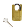Shrouded Brass Padlock 1-3/4in Wide - Schlage C Keyway 0-Bitted, Shackle - 5/16in Diameter and 1in Vertical Clearance, Boxed