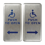 Push Plate 4.75in x 4.75in Dual Vestibule Push Plate Text and Logo, Stainless Steel
