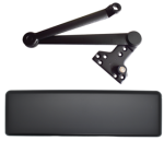 Heavy Duty Surface Door Closer, Dead Stop Non-Hold Open Arm, Full Plastic Cover, Adjustable Spring Size 1-6, Grade 1, 693/BLK Black Powder Coat