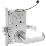 KIT - Electrified Mortise, Field Reversible - Fail Safe and Fail Secure, Newport Lever with A Rose Trim, Less 1-1/8 Mortise Cylinder, Handing is Field Reversible, ANSI Strike SS118, 626/US26D Satin Chrome