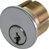 1-1/8in Mortise Cylinder 6-Pin Straight Cam, 60 Keyway, 0-Bitted, Standard Collar, 626/US26D Satin Chrome