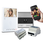 Single-Family Kit with (1) Ultra Audio/Video External Unit, (1) Slave Apartment Gateway, (1) Door Entry Mini Monitor, White, and (1) 30W Power Supply