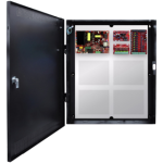 Up to 8-Doors, E4 Enclosure, Mercury-Compatible Backplate, 150W Dual Voltage Power Supply, 8 Output Lock Module - Fused, 8 Output Auxiliary Distribution Module - Class 2 Power Limited