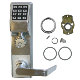 KIT - Trilogy T2 Keypad - Marks M9900 Exit Trim, Requires ALAS6146, Weather Proof, Schlage Rim Cylinder Adaptor, 100 Users, No Audit or Events, 626/US26D Satin Chrome