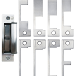 Low Profile, Dual Monitor, Fire Rated Electric Strike, 8 Faceplates, 12/24V AC/DC, Fail Safe/Fail Secure, Grade 1