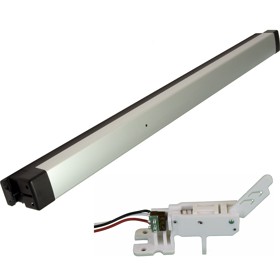 KIT - Narrow Rim Exit Device, Electric (Solenoid) Latch Retraction (EL), Single Monitor Switch (M), Fits Narrow and Wide Stile Aluminum Doors, 42in, 628/US28 Aluminum Clear Anodized