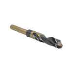 15/16in Reduced Shank Black and Gold Killer Force Drill, 135 Degree Split Point Tip, 1/2in 3-Flat Shank Drill Bit, HSS (High Speed Steel)