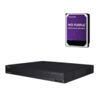 KIT - Wisenet A Series 16CH PoE NVR, 4TB Hard Drive Pre-Installed, Embedded Linux, H.265, H.264, MJPEG Codec, Plug and Play by 16 PoE (LAN, 10/100), 1 RJ-45 (WAN, 1Gbps), 1 RJ-45 (WAN 10/100), Supported HDD (Max 6TB), HDMI/VGA Local Monitor