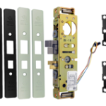 31/32in Backset Electric Deadlatch (Steel Hawk), Non-Handed 12/24VDC, Flat and Radius Faceplates, 3 Finishes - 628/US28 Satin Aluminum and 690/313 Dark Bronze and 693/335 Black Finish