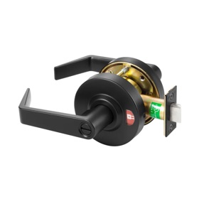 Privacy Indicator Cylindrical Lock, Augusta Lever, 2-3/4in Backset, ANSI Strike, Grade 1, BSP Black Suede Powder Coat