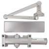 Heavy Duty Surface Door Closer, Spring-N-Stop Arm SS, Full Plastic Cover, Cast Aluminum, Adjustable Sizes 1-6, Double Heat-Treated Pinion, Through Bolt, Wood and Machine Screws, ADA, UL, Grade 1, 689/SP28 Painted Aluminum