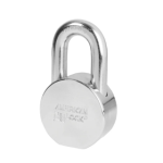 2in Round Chrome Plated, Solid Steel Non-Rekeyable Padlock, Keyed Alike 1-1/16in Shackle Clearance