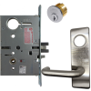 KIT - Electrified Mortise, Field Reversible - Fail Safe and Fail Secure, with Request to Exit Switch, Lustra Lever with M Escutcheon Trim, Standard 1-1/8 Mortise Cylinder, A01 Clover Cam, L4 Keyway 0-Bit, Handing is Field Reversible, ANSI Strike SS118, 626/US26D Satin Chrome