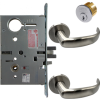 KIT - Electrified Mortise, Field Reversible - Fail Safe and Fail Secure, with Request to Exit Switch, Princeton Lever with A Rose Trim, Standard 1-1/8 Mortise Cylinder, A01 Clover Cam, L4 Keyway 0-Bit, Handing is Field Reversible, ANSI Strike SS118, 626/US26D Satin Chrome