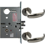 KIT - Electrified Mortise, Field Reversible - Fail Safe and Fail Secure, with Request to Exit Switch, Princeton Lever with A Rose Trim, Less 1-1/8 Mortise Cylinder, Handing is Field Reversible, ANSI Strike SS118, 626/US26D Satin Chrome