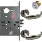KIT - Electrified Mortise, Field Reversible - Fail Safe and Fail Secure, Princeton Lever with A Rose Trim, Standard 1-1/8 Mortise Cylinder, A01 Clover Cam, L4 Keyway 0-Bit, Handing is Field Reversible, ANSI Strike SS118, 626/US26D Satin Chrome