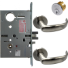 KIT - Electrified Mortise, Field Reversible - Fail Safe and Fail Secure, with Request to Exit Switch, Princeton Lever with A Rose Trim, Standard 1-1/8 Mortise Cylinder, A01 Clover Cam, L4 Keyway 0-Bit, Handing is Field Reversible, ANSI Strike SS118, 626/US26D Satin Chrome