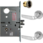 KIT - Electrified Mortise, Field Reversible - Fail Safe and Fail Secure, Citation Lever with A Rose Trim, LFIC 6-Pin Large Format Interchangeable Core Mortise Housing, A01 Clover Cam, Less IC Core, Handing is Field Reversible, ANSI Strike SS118, 626/US26D Satin Chrome