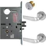 KIT - Electrified Mortise, Field Reversible - Fail Safe and Fail Secure, Citation Lever with A Rose Trim, Standard 1-1/8 Mortise Cylinder, A01 Clover Cam, L4 Keyway 0-Bit, Handing is Field Reversible, ANSI Strike SS118, 626/US26D Satin Chrome