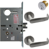 KIT - Electrified Mortise, Field Reversible - Fail Safe and Fail Secure, Newport Lever with A Rose Trim, Standard 1-1/8 Mortise Cylinder, A01 Clover Cam, L4 Keyway 0-Bit, Handing is Field Reversible, ANSI Strike SS118, 626/US26D Satin Chrome