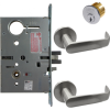 KIT - Electrified Mortise, Field Reversible - Fail Safe and Fail Secure, with Request to Exit Switch, Newport Lever with A Rose Trim, Standard 1-1/8 Mortise Cylinder, A01 Clover Cam, L4 Keyway 0-Bit, Handing is Field Reversible, ANSI Strike SS118, 626/US26D Satin Chrome