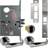 KIT - Electrified Mortise, Field Reversible - Fail Safe and Fail Secure, Newport Lever with A Rose Trim, LFIC 6-Pin Large Format Interchangeable Core Mortise Housing, A01 Clover Cam, Less IC Core, Handing is Field Reversible, ANSI Strike SS118, 625/US26 Bright Chrome