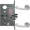 KIT - Electrified Mortise, Field Reversible - Fail Safe and Fail Secure, with Request to Exit Switch, Lustra Lever with A Rose Trim, Less 1-1/8 Mortise Cylinder, Handing is Field Reversible, ANSI Strike SS118, 626/US26D Satin Chrome