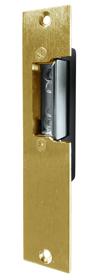 239899_L.png Electric Strike, 16-24VAC/DC, Fail Secure, 5-7/8in x 1-1/4in Faceplate, up to 5/8in Throw, Brass Powder Coat