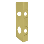 Double Hole Door Wrap 2-3/4in Backset, 1-3/4in Door, 4-1/4in W x 12in H, CTC 6in Holes, 2-1/8in Holes, Indent Latch Prep, 605/US3 Polished Brass