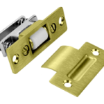 Roller Latch with T-Strike, 3-3/8in L x 1in W, Adjustable Solid Nylon Roller, 626/US26D Satin Chrome