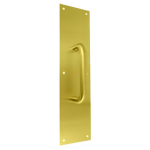 Pull Plate 4in x 16in, Tubular Pull 3/4in Diameter, 5-1/2 CTC, 605/US3 Polished Brass