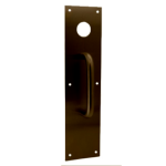 4in x 16in Pull Plate with 1-1/4in Hole for Mortise or Rim Cylinder, 3/4in Diameter Pull, CTC 6in, 613/US10B Oil Rubbed Bronze