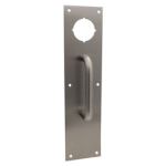4in x 16in Pull Plate with 2-1/8in Hole for Cylindrical Locks, 3/4in Diameter Pull, CTC 6in, 628/US28 Satin Aluminum