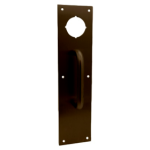 4in x 16in Pull Plate with 2-1/8in Hole for Cylindrical Locks, 3/4in Diameter Pull, CTC 6in, Oil Rubbed Bronze