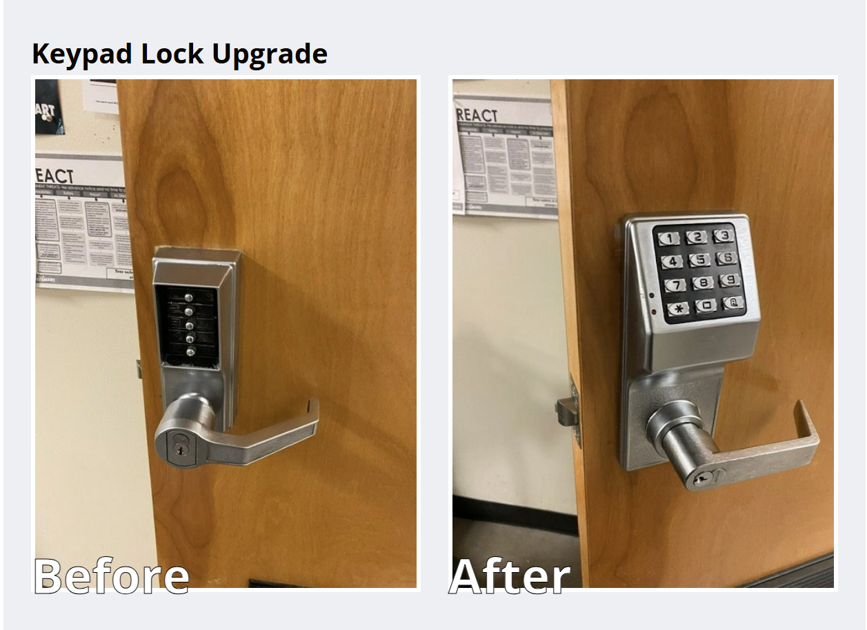 Before and after keypad lock upgrade - RMLOCK