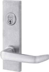 Dormitory Mortise Lock, SFIC Prep, Less Core, Angled Lever with J Escutcheon (7-1/2in H x 2-9/32in W x 17/32in T), 626/US26D Satin Chrome