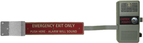 Fire Rated Exit Alarm Long Push Paddle Type, Deadbolt Exit Device for Secondary Exits, Photo Luminescent Paddle Sign, 100DB, 24-1/8in Paddle