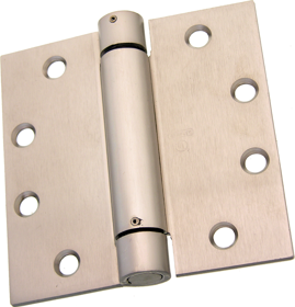 Spring Hinge Full Mortise, Square Corner, 4.5in x 4.5in (4545), Ferrous Steel Base, 626/US26D Satin Chrome