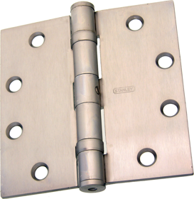 5-Knuckle Hinge, Full Mortise Standard Weight Hinge, Non-Removable Pin, Ball Bearing, 4.5in x 4.5in (4545), Ferrous Steel Base, 652/US26D Satin Chrome