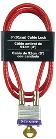 Carded Padlock #7 Cable 3ft-3/16in